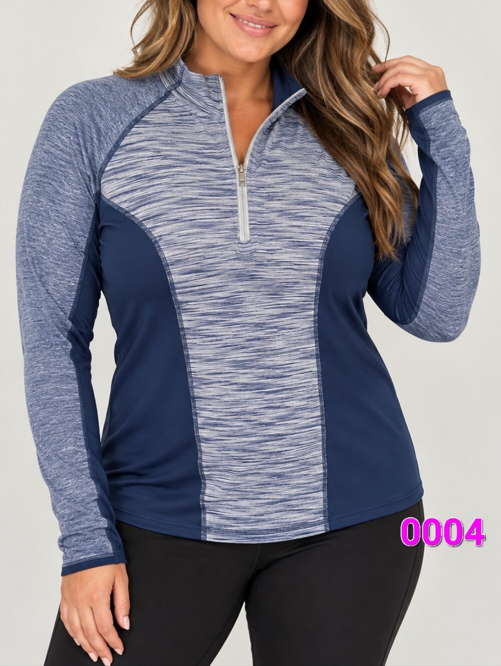 Avia Navy and Heathered Blue Quarter-Zip Pullover